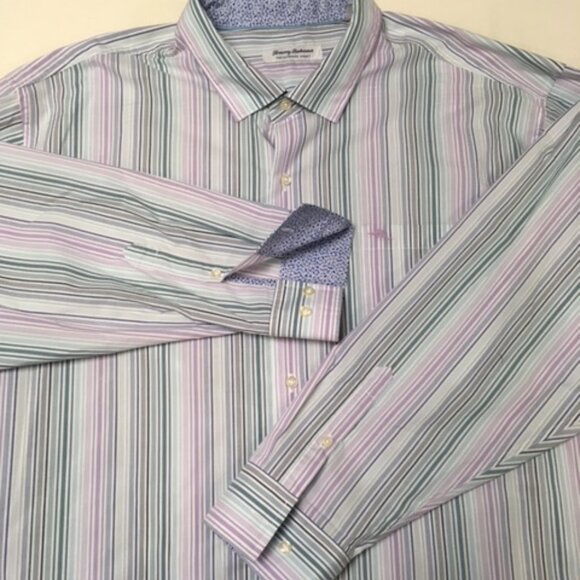 Tommy Bahama Men's The Newport Coast 3XB Stripe Long Sleeve Shirt Contrast Cuff - Picture 2 of 8